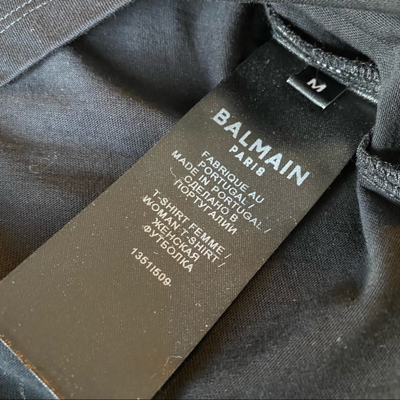 NWT BALMAIN black shirt with gold sequinned logo - Picture 9 of 10